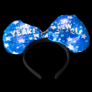 10" New Years Light-Up Bow Headband- Blue