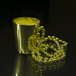33" Shot Glass Mardi Gras Beads- Yellow