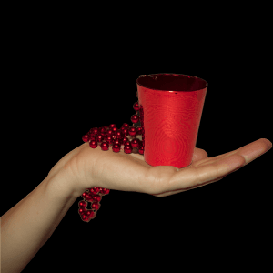 33" Shot Glass Mardi Gras Beads- Red