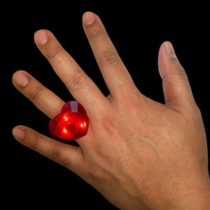 Light Up Jumbo Heart Rings - Red
