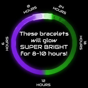 8 Inch Glowstick Bracelets - Bi-Color - Green/Purple