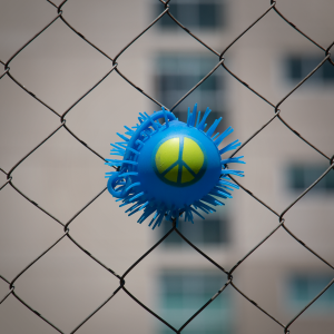 LED Peace Sign Puffer YoYo Ball- Blue