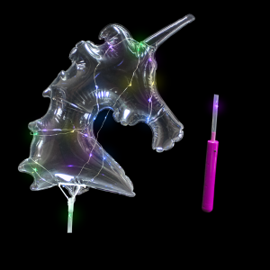18" Light-Up Bubble Balloon Unicorn Wand- Pink