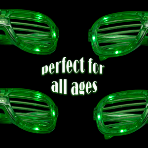 LED Flashing 80s Sunglasses- Green