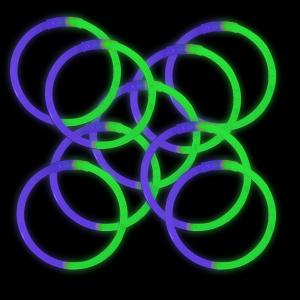 8 Inch Glowstick Bracelets - Bi-Color - Green/Purple