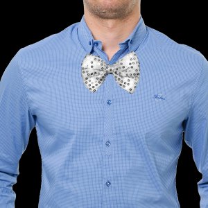 Light-Up Silver Sequin Bow Tie