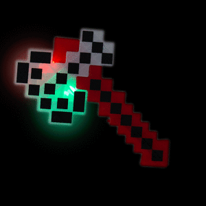 Light Up Pixel Axe (Black, White, and Red)