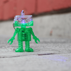 2" Light-Up Flashing Android Robot Keychain- Green