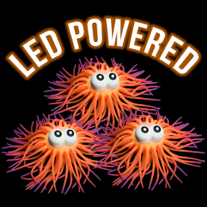 LED 3" Two-Tone Light-Up Puffer With Eyes- Orange