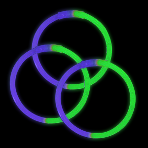 8 Inch Glowstick Bracelets - Bi-Color - Green/Purple