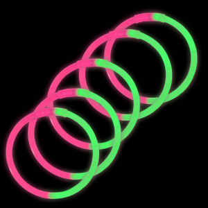 8 Inch Glowstick Bracelets - Bi-Color - Pink/Green