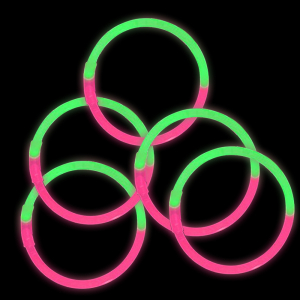 8 Inch Glowstick Bracelets - Bi-Color - Pink/Green