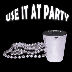33" Shot Glass Mardi Gras Beads- Silver