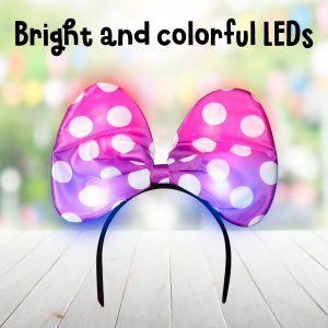 Light-Up Polka Dot Bow Headband- Purple