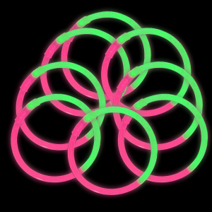 8 Inch Glowstick Bracelets - Bi-Color - Pink/Green