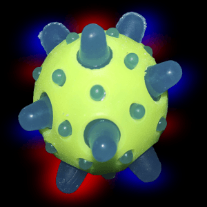 2.5" Light-Up Bouncy Ball with Spikes- Green w/ Blue Spike