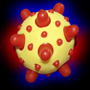 2.5" Light-Up Bouncy Ball with Spikes- Yellow w/ Red Spike