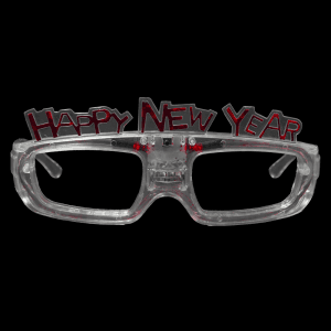 Sound Activated Light-Up "Happy New Year" Glasses- Transparent