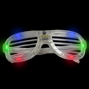 LED Flashing 80s Sunglasses- White