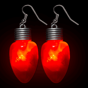 2" Flashing Bulb Shape Earrings- Red