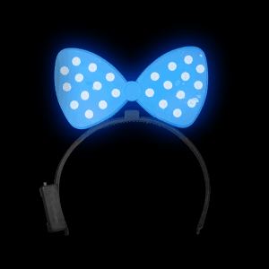 Light-Up Flashing Polka-Dot Bow Headband- Blue