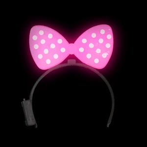 Light-Up Flashing Polka-Dot Bow Headband- Pink