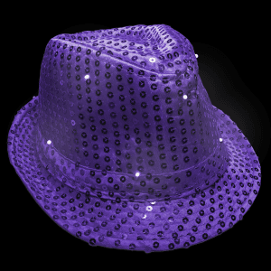 LED Flashing Sequined Fedora - Purple