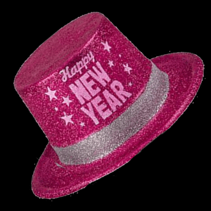 11" Happy New Year Glitter Top Hat- Pink