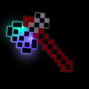 Light Up Pixel Axe (Black, White, and Red)