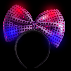 LED Flashing Bow Headband- Purple