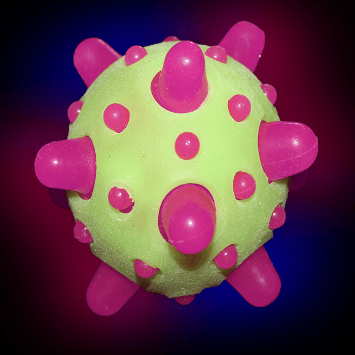 2.5" Light-Up Bouncy Ball with Spikes- Green w/ Pink Spike