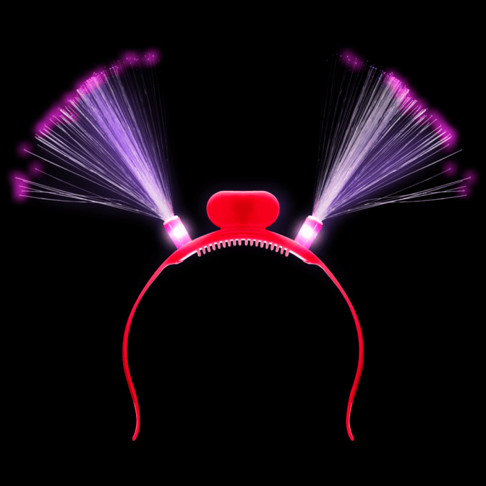 LED Flashing Fiber Optic Headband- Red