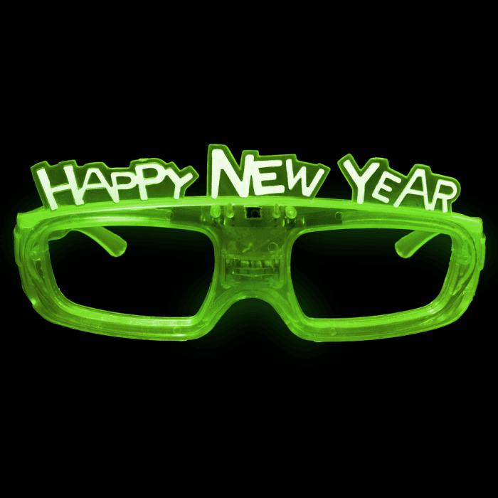 Sound Activated LightUp "Happy New Year" Glasses Green