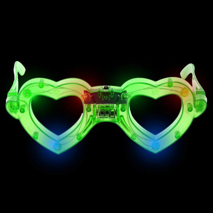 LED Light Up Heart Eyeglasses- Green