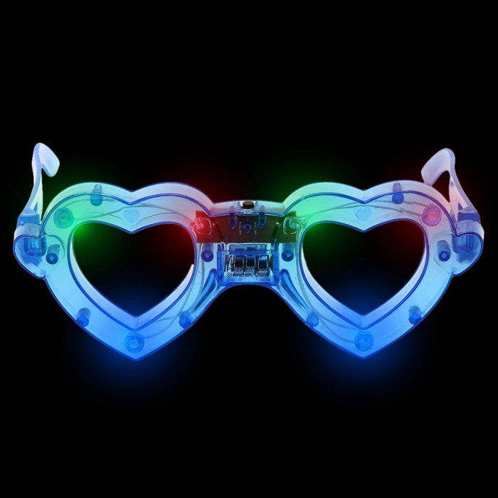 LED Light Up Heart Eyeglasses- Blue