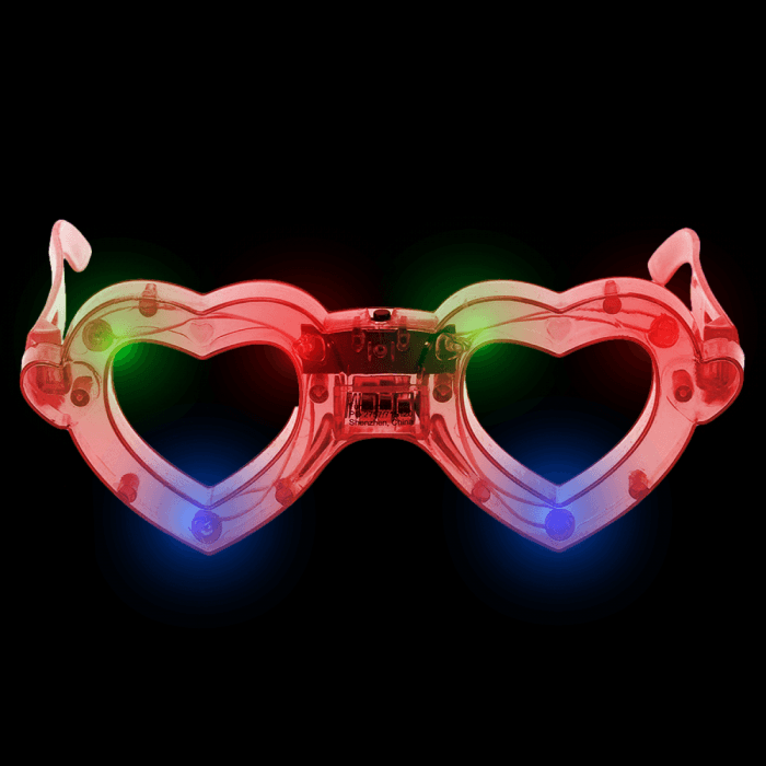 LED Light Up Heart Eyeglasses- Red