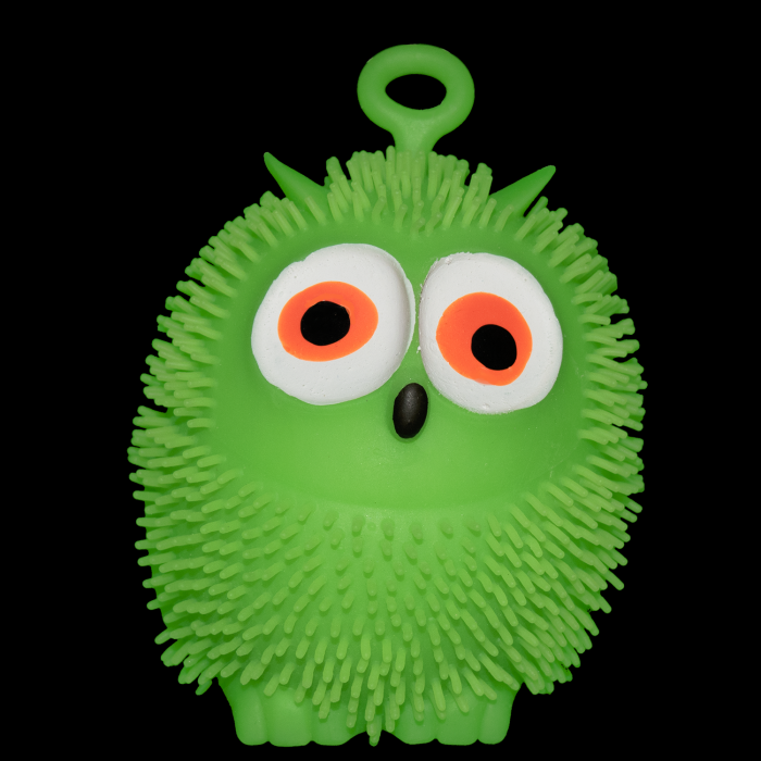 4" Light-Up Flashing Owl Puffer- Green