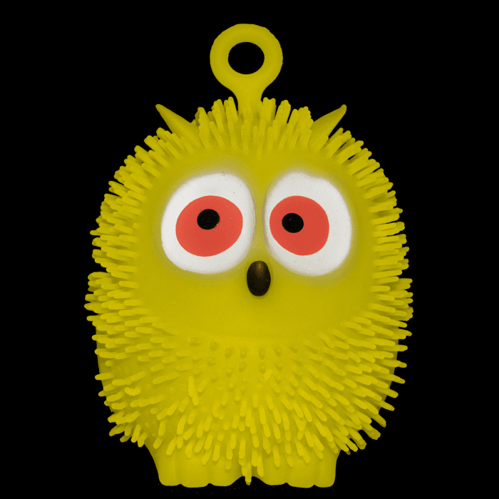 4" Light-Up Flashing Owl Puffer- Yellow