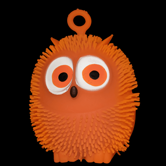 4" Light-Up Flashing Owl Puffer- Orange