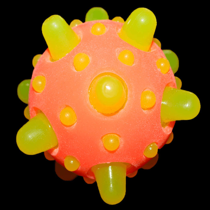 2.5" Light-Up Bouncy Ball with Spikes- Orange w/ Yellow Spike