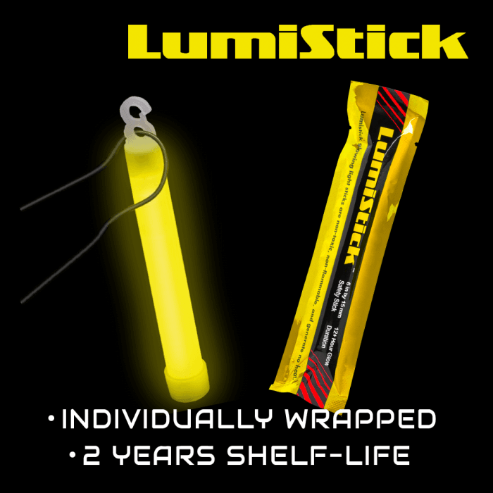 12 Hour Emergency Light Sticks - Yellow