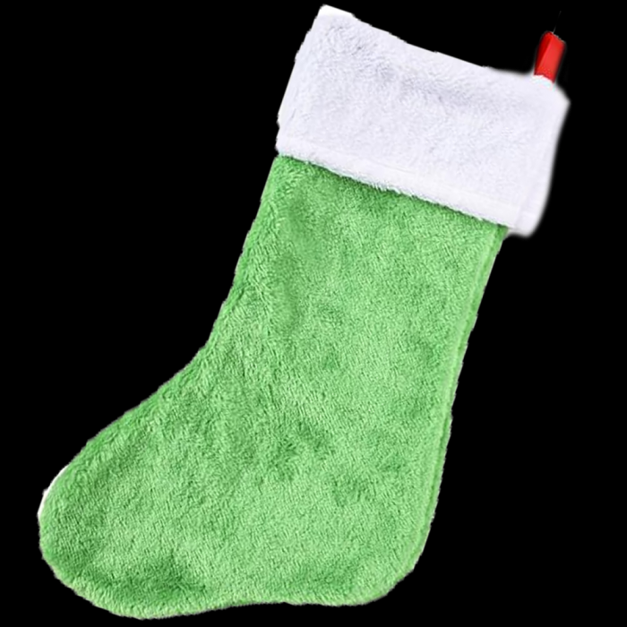 16" Green Plush Christmas Stocking