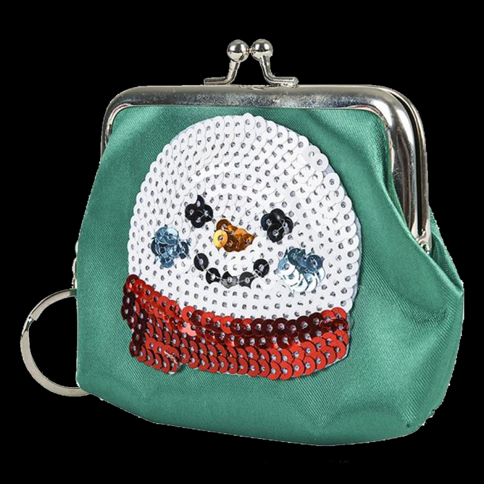 Snowman Purse Keychain 4.75"X4" (Green)