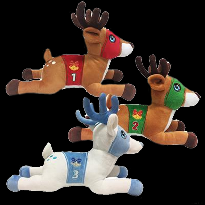 15" Racing Reindeer Plush- Assorted