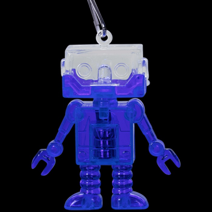 2" Light-Up Flashing Android Robot Keychain- Blue