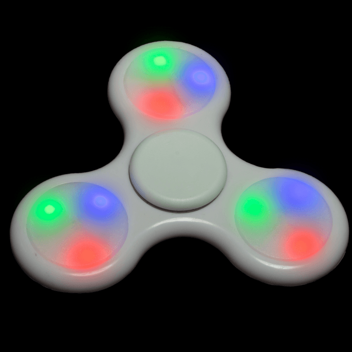 Light Up Spinning Toy For Kids & Adults Premium Lighted LED Spinner Fidget White 