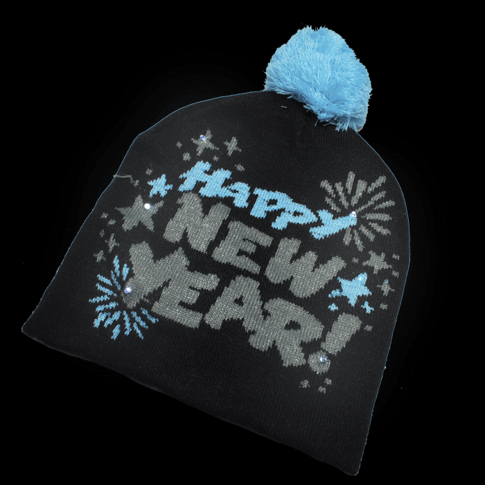 Happy New Year Light-UP Beanie Hat