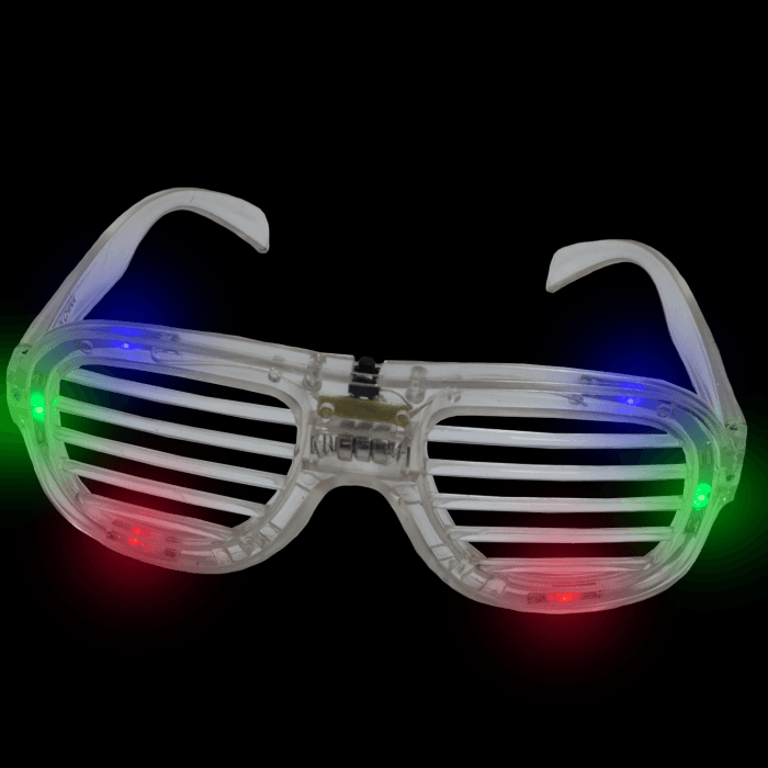 LED Flashing 80s Sunglasses- White