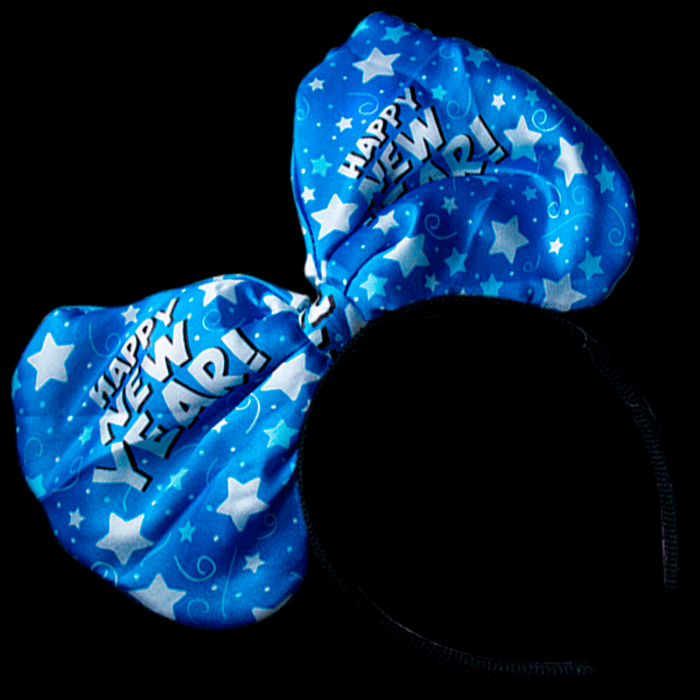 10" New Years Light-Up Bow Headband- Blue