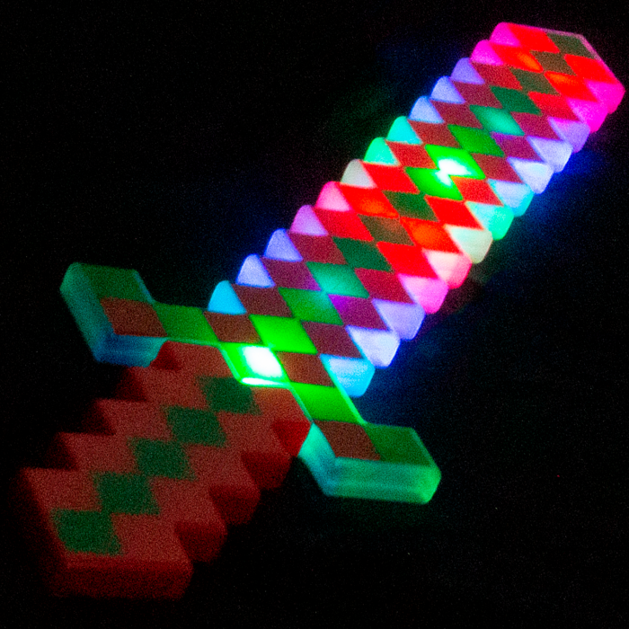 24" LED Light-Up Pixel Swords- Red/Green